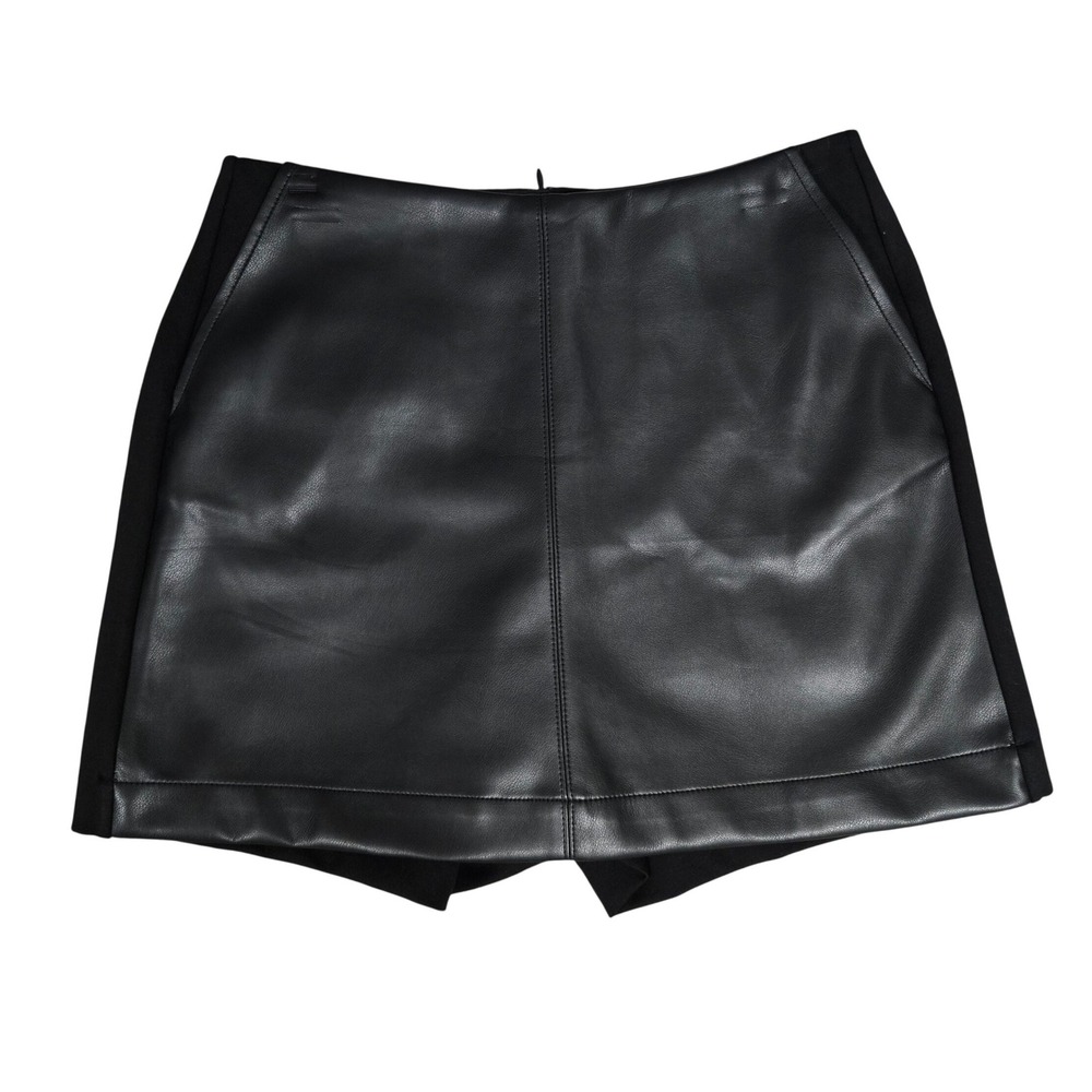 Cabi Jett Skort Faux Vegan Leather Front Mini Skirt Moto Shorts Black Women's 4